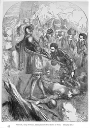 Francis I Taken Prisoner at the Battle of Pavia in 1525 by Charles Bourbon, book illustration